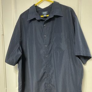 Harbor Bay Mens 2XL black on black striped button down shirt